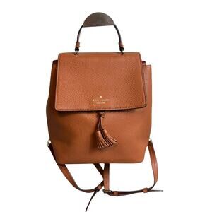 KATE SPADE Hayes Medium Backpack in Warm Ginger Leather with Red Interior
